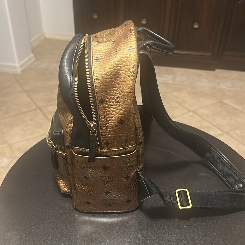 MCM Gold and Black Backpack - Picture 4 of 5